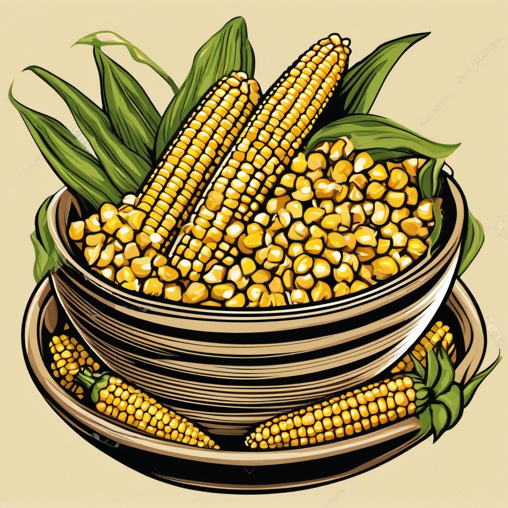 Corn clipart - corn kernels in a bowl  vector clipart