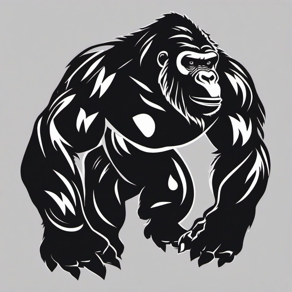 Tattoo of a Gorilla-Bold and strong tattoo featuring a gorilla, symbolizing strength, power, and primal energy.  simple color vector tattoo