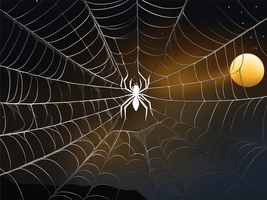 spider clipart: spinning a delicate web in the moonlight. 