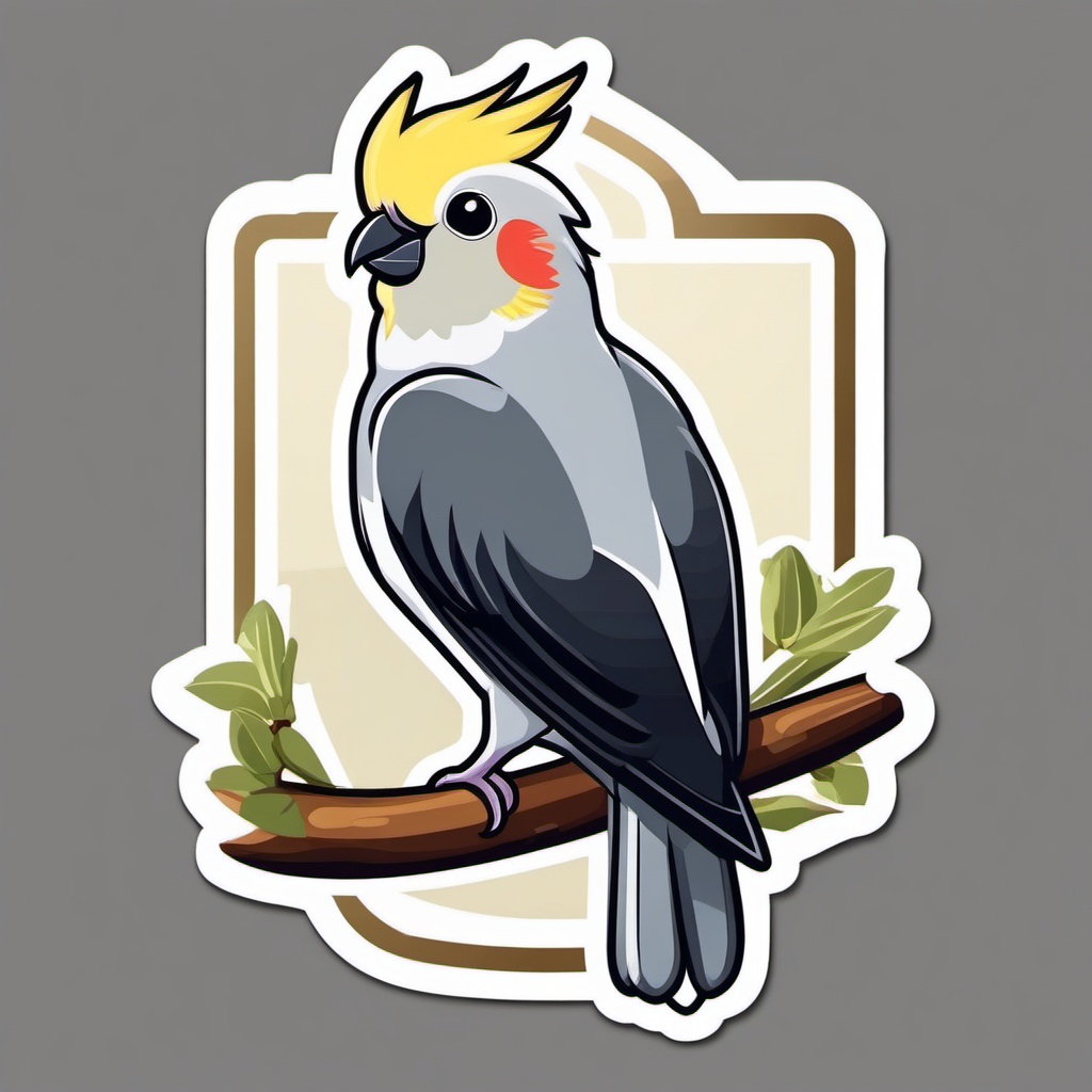 Cockatiel Sticker - A cute cockatiel with a distinctive crest, ,vector color sticker art,minimal