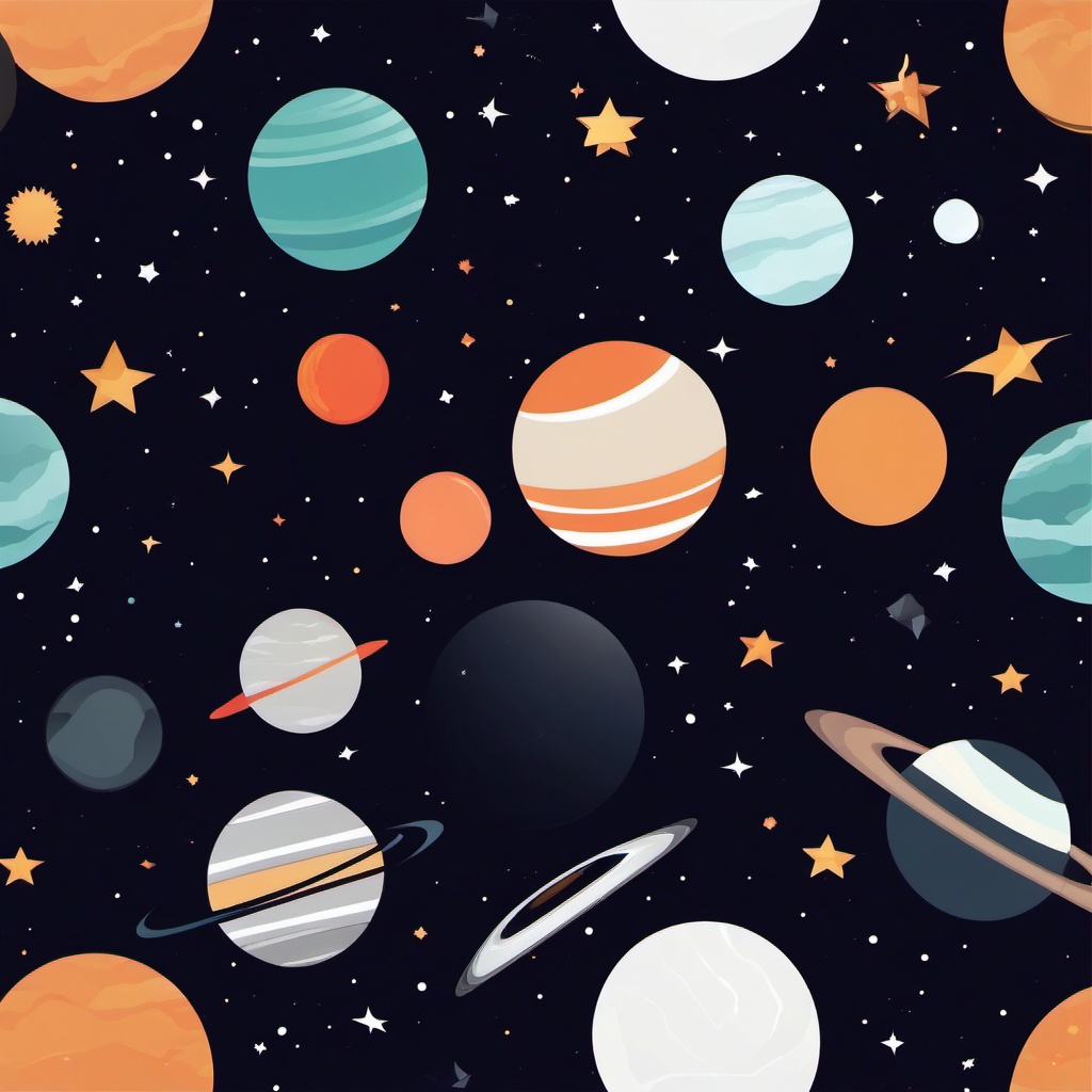 Planet Clipart - A distant planet in the galaxy.  color clipart, minimalist, vector art, 