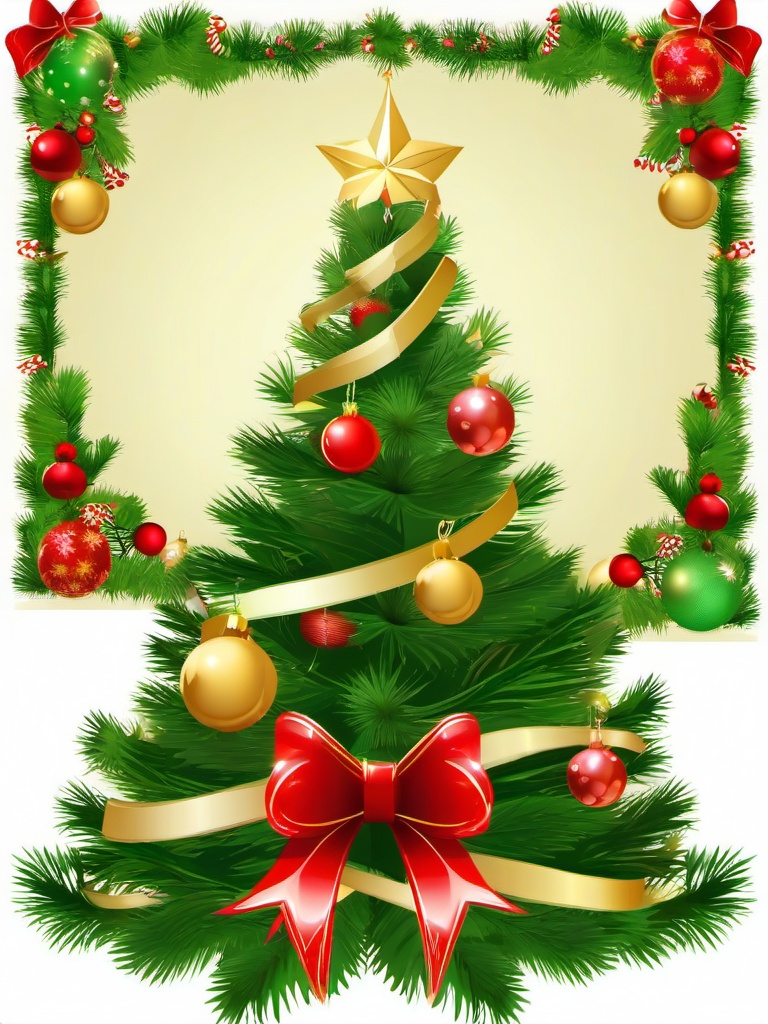 Xmas Tree clipart - xmas tree with a Christmas wreath  