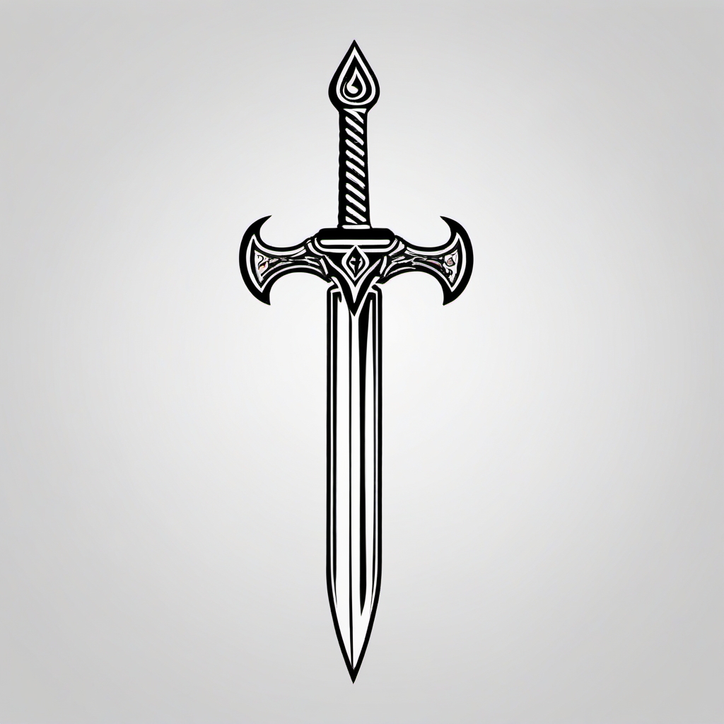 Sword of Destiny - Wield the sword of fate in a tattoo symbolizing strength and purpose.  outline color tattoo,minimal,white background