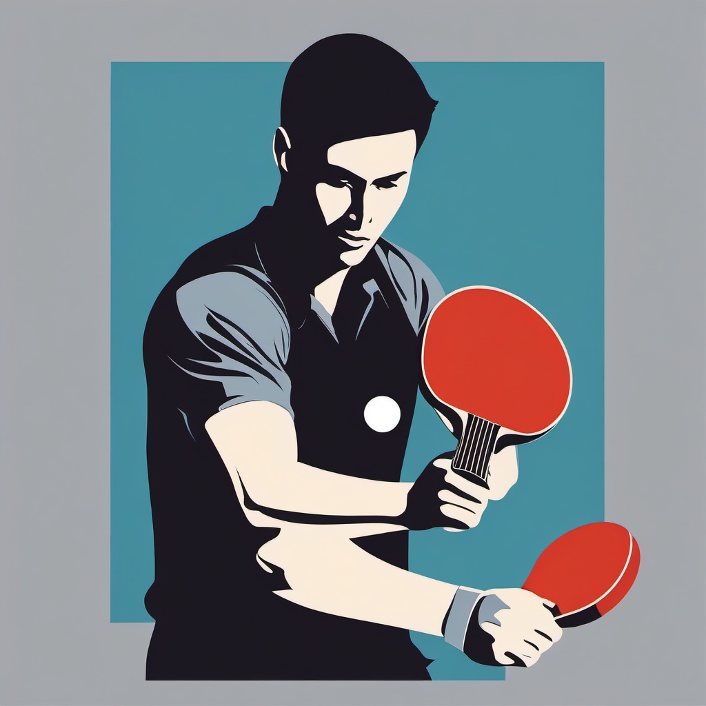 Table Tennis Serve Clipart - A table tennis player serving the ball.  color vector clipart, minimal style