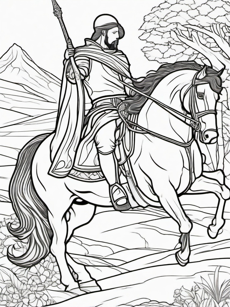 Dullahan Coloring Pages - Headless Rider from Irish Myth  minimal black outline printable sheet, coloring page