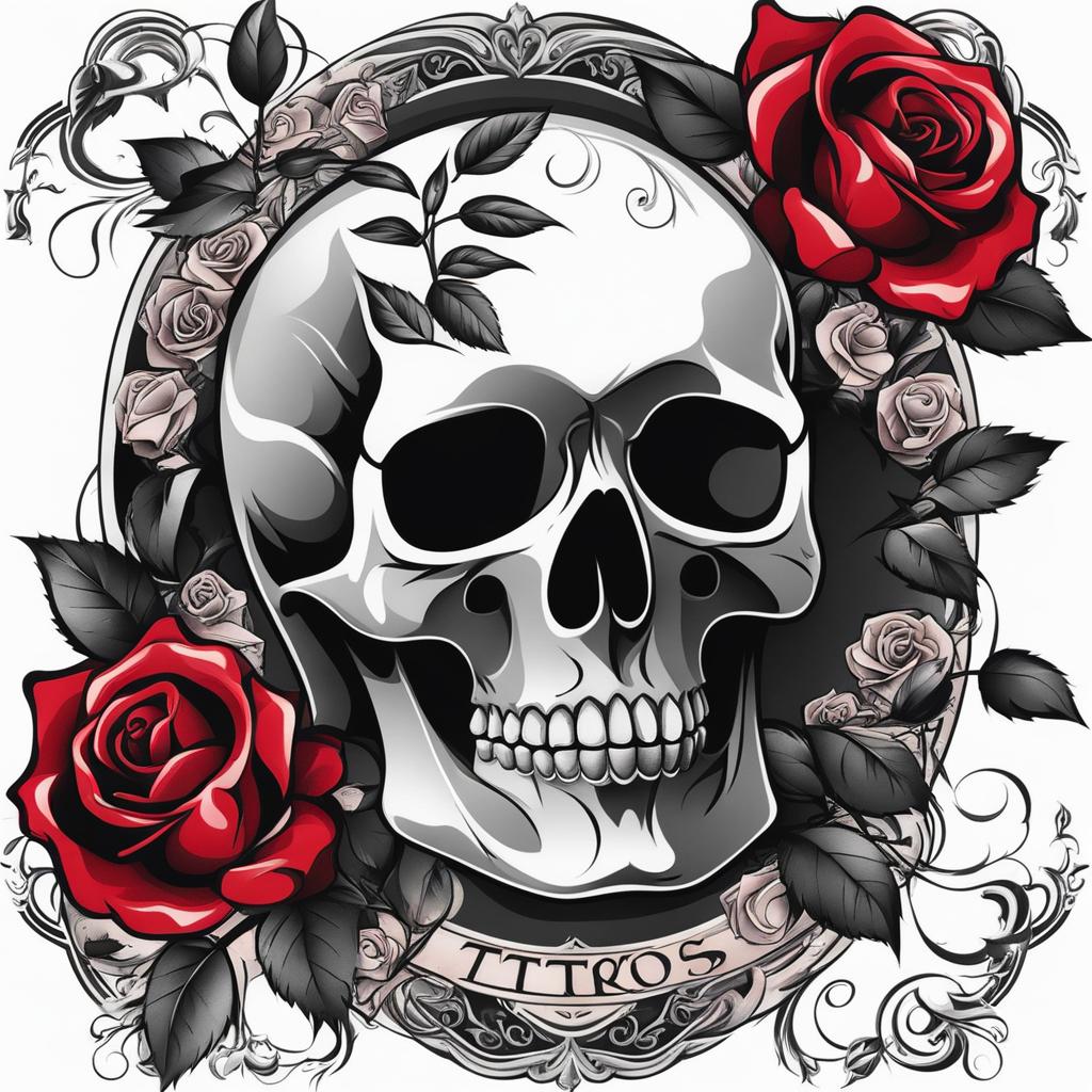 Tattoo skull rose, Creative tattoos featuring skulls and roses. , color tattoo design, clean white background