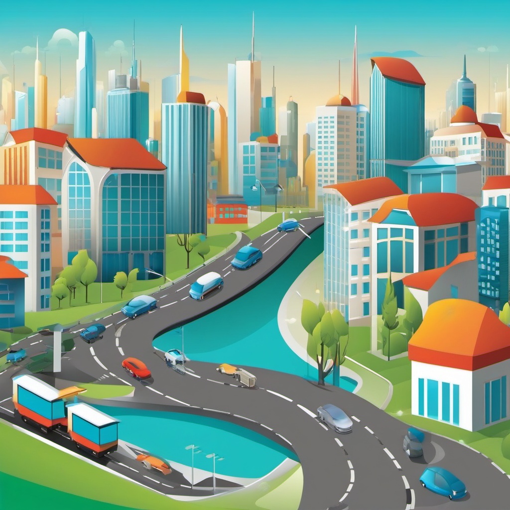 Smart City Infrastructure clipart - Smart city infrastructure and technology, ,vector color clipart,minimal