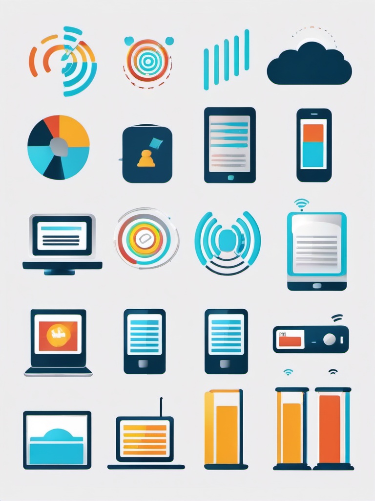 Wireless Network Connections and Devices in a Network clipart - Wireless network connections, ,vector color clipart,minimal