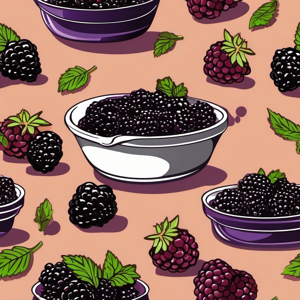 Blackberry Cobbler Clipart - A serving of warm blackberry cobbler.  color vector clipart, minimal style