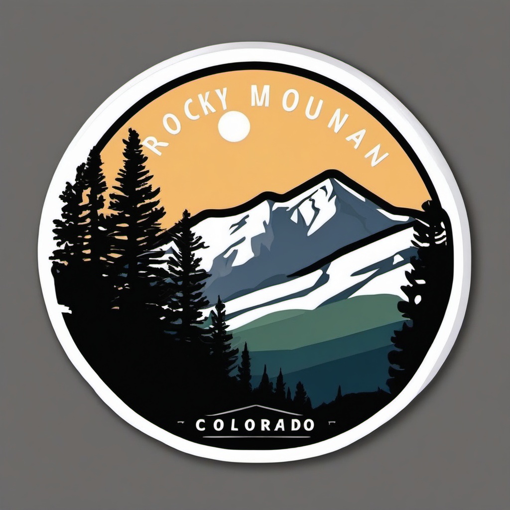 Rocky Mountain National Park sticker- Majestic mountain scenery in Colorado, , sticker vector art, minimalist design