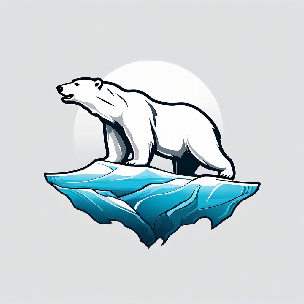 Polar Bear Tattoo - Majestic polar bear on a drifting iceberg  few color tattoo design, simple line art, design clean white background