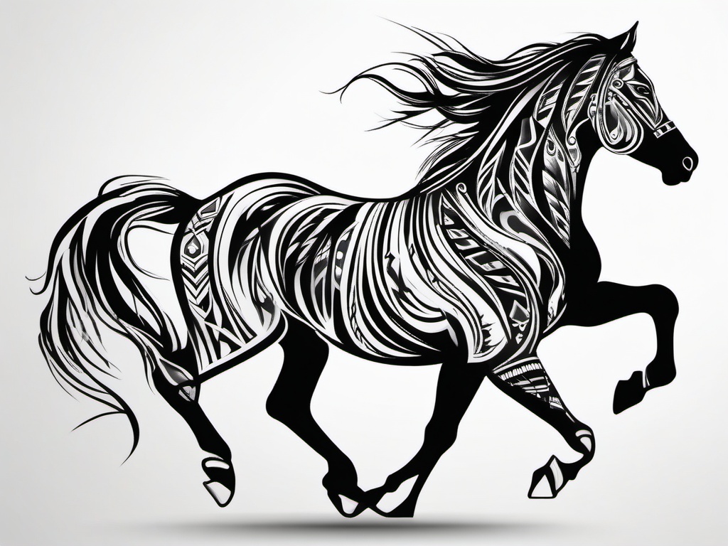 native tribal horse tattoo  simple tattoo,minimalist,white background