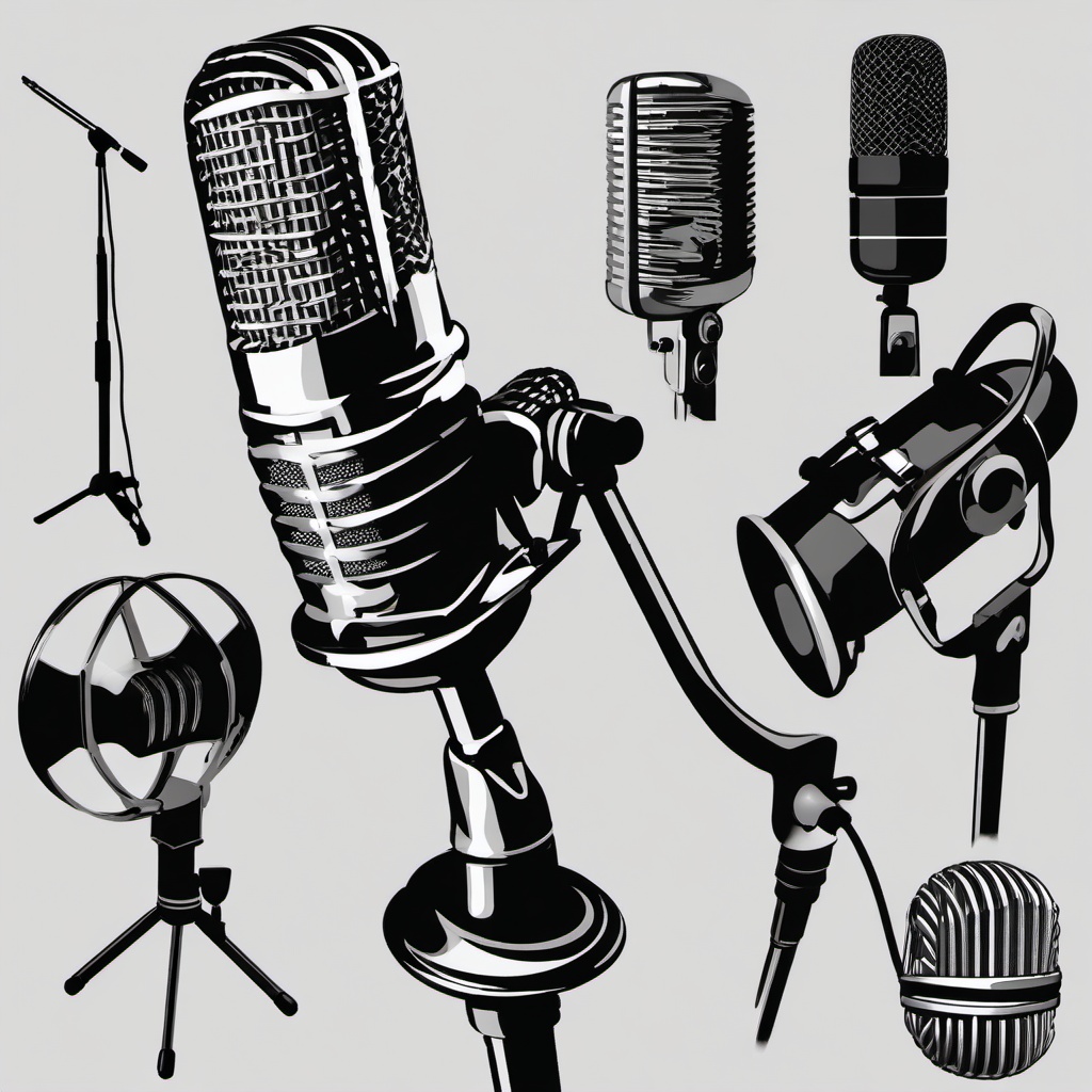 Microphone clipart - classic microphone on a stand  