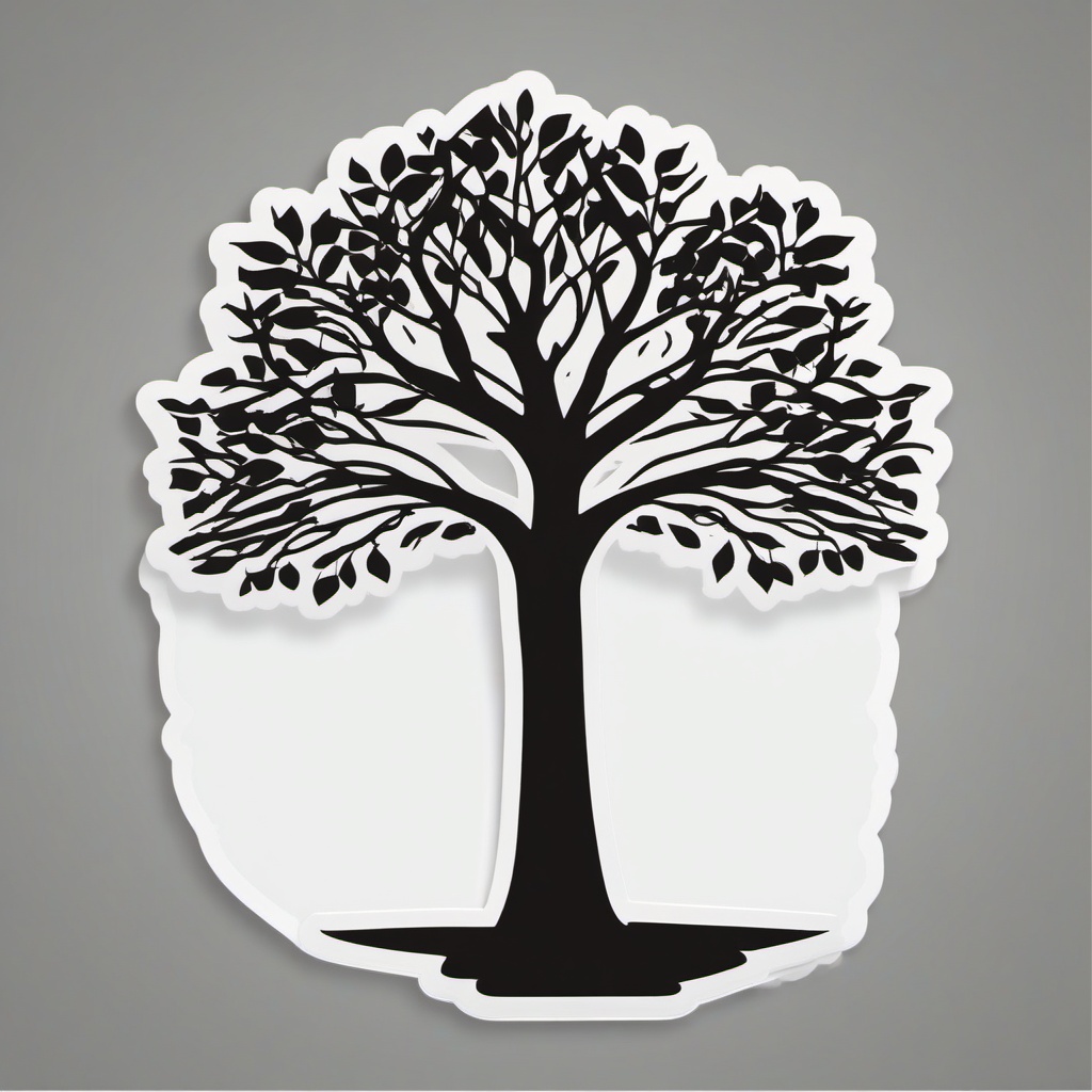 Tree Sticker - Simple tree silhouette, ,vector color sticker art,minimal