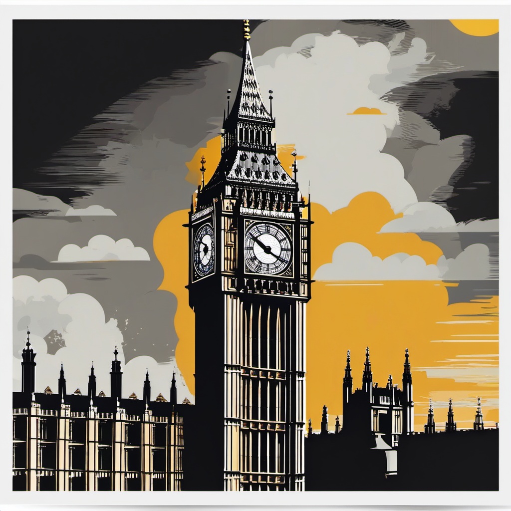 Big Ben sticker- Iconic clock tower in London, part of the Palace of Westminster, , sticker vector art, minimalist design