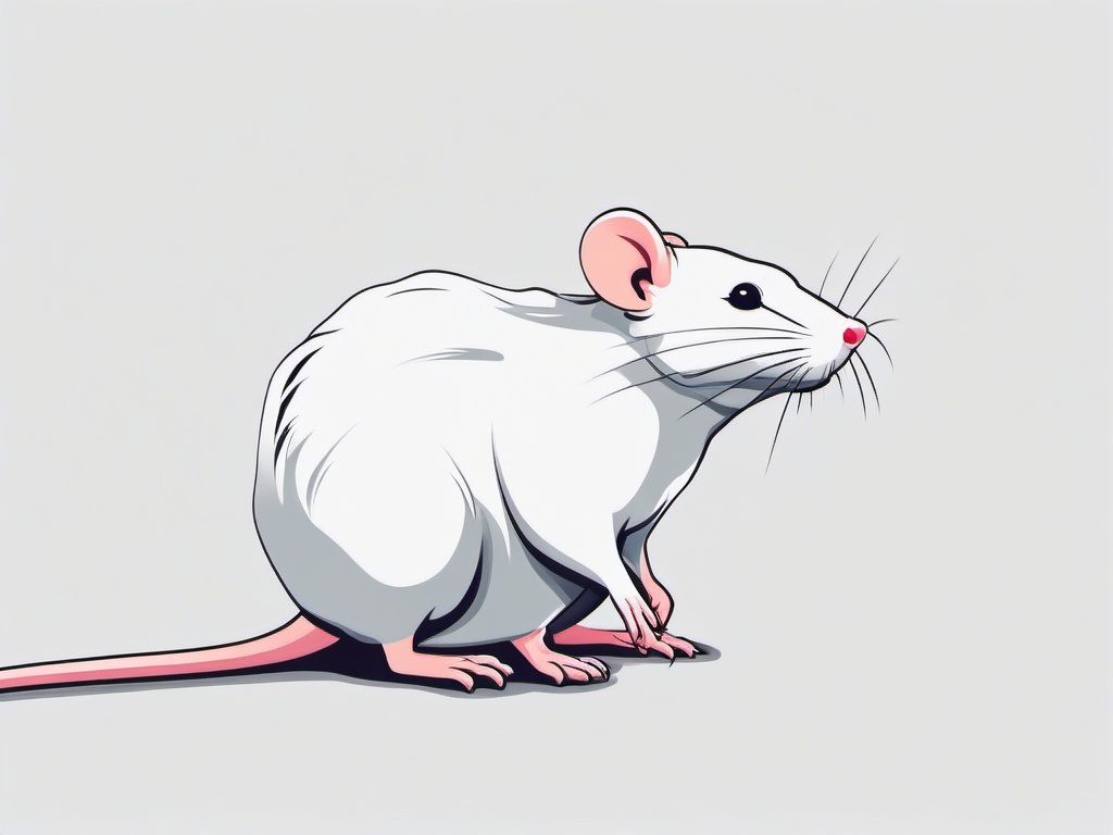 Rat cartoon  minimal, white background