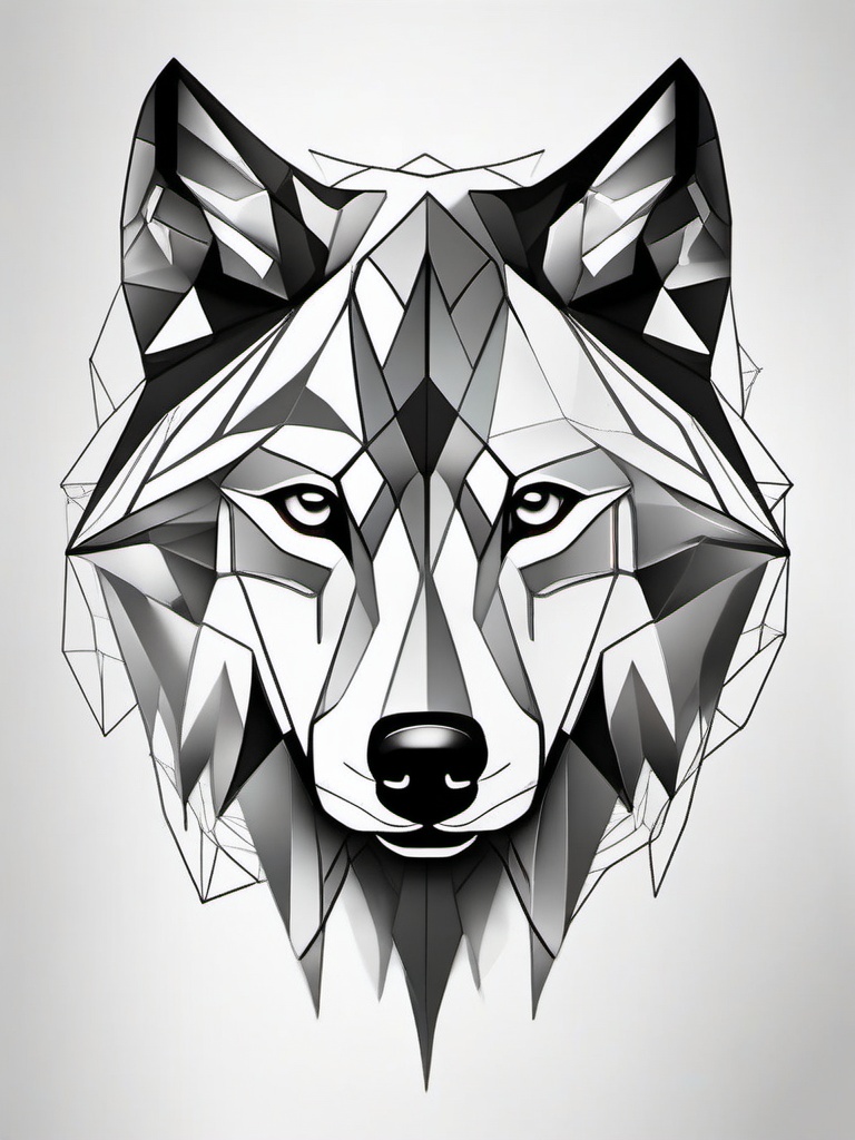 Simple Geometric Wolf Tattoo - An uncomplicated and stylish geometric wolf tattoo.  simple color tattoo design,white background