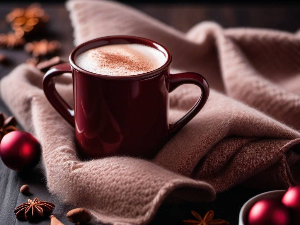 Cozy Blanket and Hot Cocoa  background picture, close shot professional product  photography, natural lighting, canon lens, shot on dslr 64 megapixels sharp focus