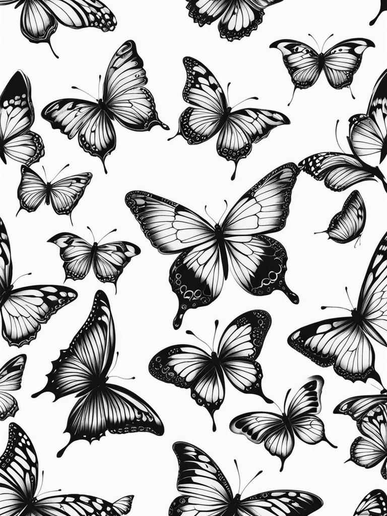 Butterfly pattern tattoo,Unique tattoo patterns featuring butterflies. , color tattoo design, white background