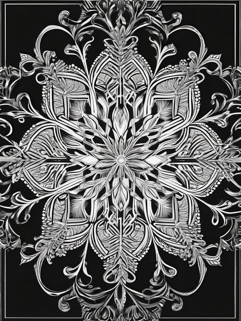 Snowflake Patterns Coloring Pages - Intricate Snowflake Designs for Coloring  minimal black outline printable sheet, coloring page