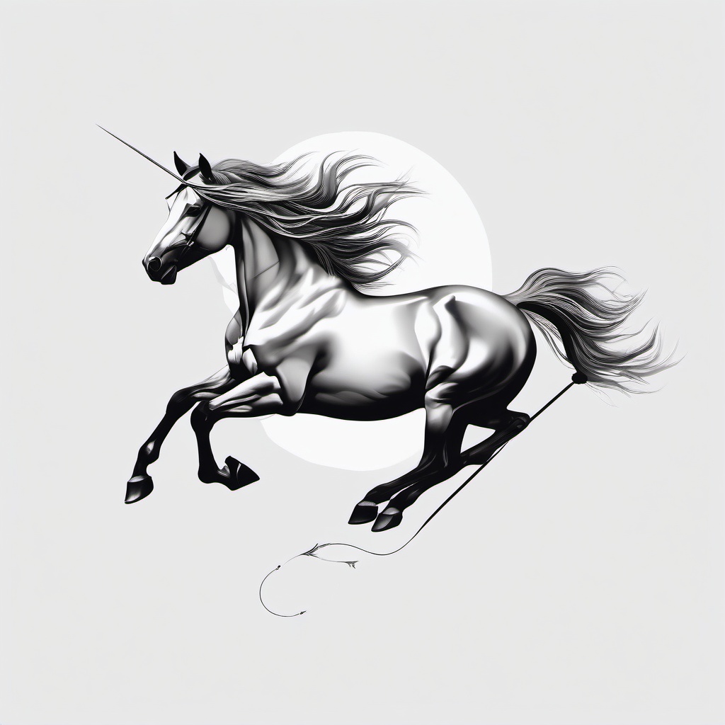 sagittarius horse tattoo  simple tattoo,minimalist,white background