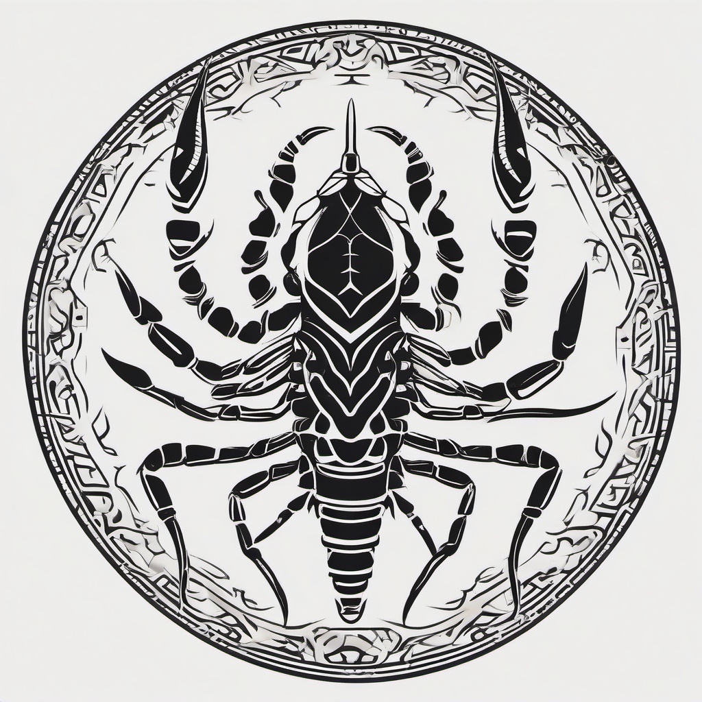 Scorpion Tattoo Tribal - Infuse tribal aesthetics into your scorpion tattoo for a unique and culturally inspired design.  simple vector color tattoo,minimal,white background