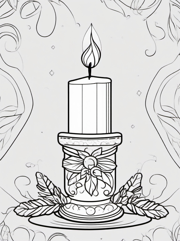 Christmas Candle Coloring Pages - Lit Candle Symbolizing Holiday Light  minimal black outline printable sheet, coloring page