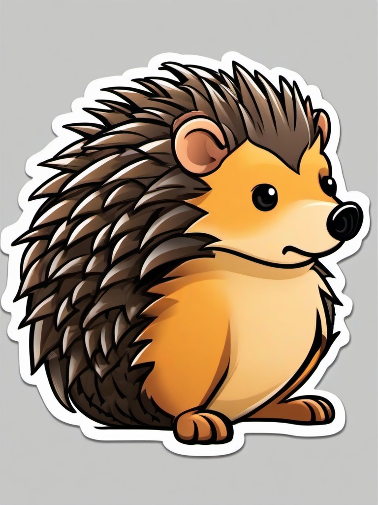 Hedgehog cartoon - spiny, curled-up critter  cartoon sticker style