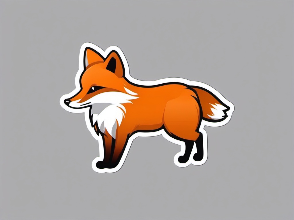 Fox Sticker - A sleek fox with a bushy tail, ,vector color sticker art,minimal