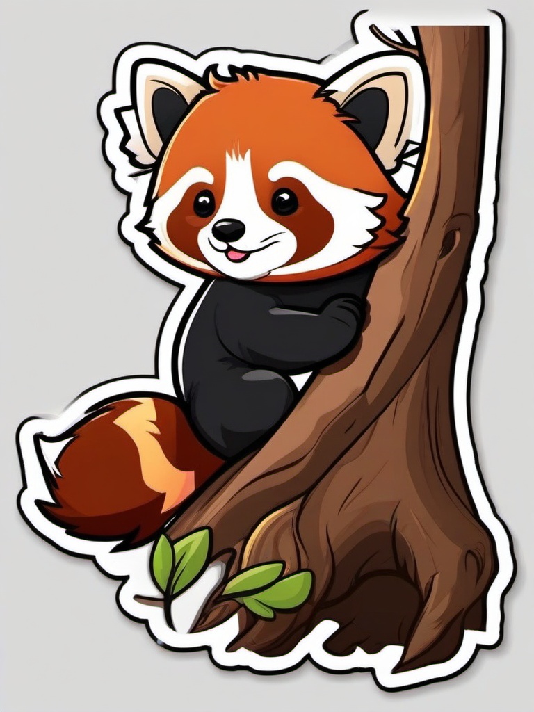 Red Panda cartoon - cute, tree-dwelling animal  cartoon sticker style