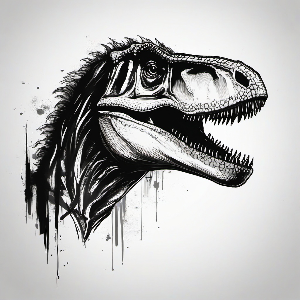 sketch of t rex  minimal rough sketch scribbles,doodles,black and white