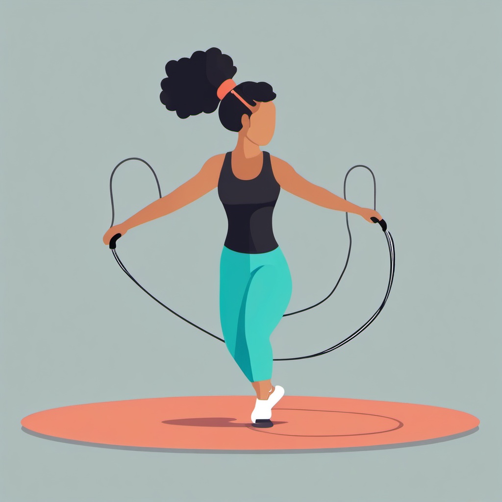 Jump Rope Workout Clipart - A person doing a jump rope workout.  color vector clipart, minimal style