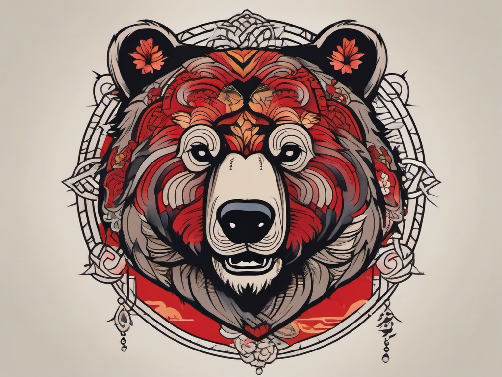 bear japanese tattoo  simple vector color tattoo