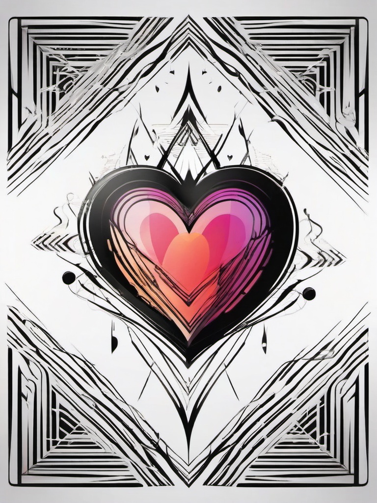 Heart Beat Tattoo Design - Explore artistic expressions with a captivating and unique design inspired by the rhythmic heartbeat.  simple vector color tattoo,minimal,white background