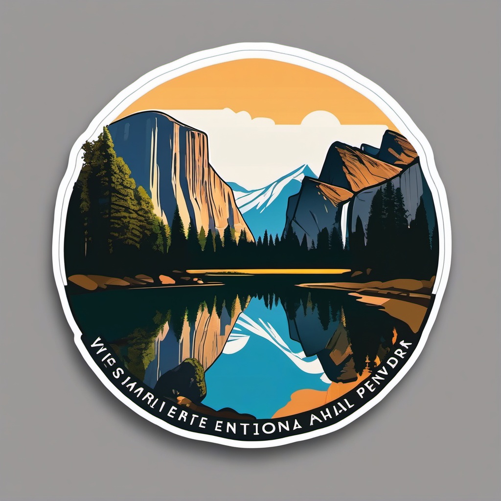 Yosemite National Park sticker- Scenic beauty in the Sierra Nevada, , sticker vector art, minimalist design