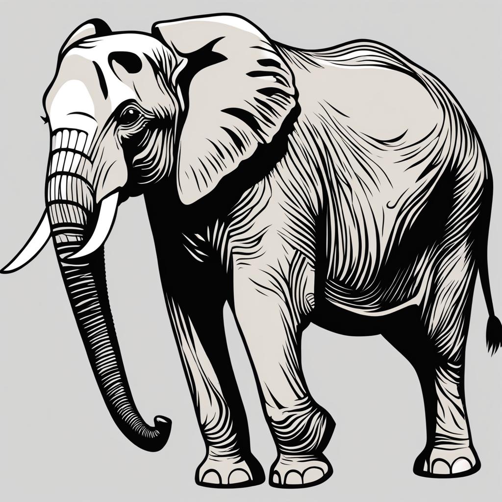 elephant clipart - majestic with wrinkled skin. 