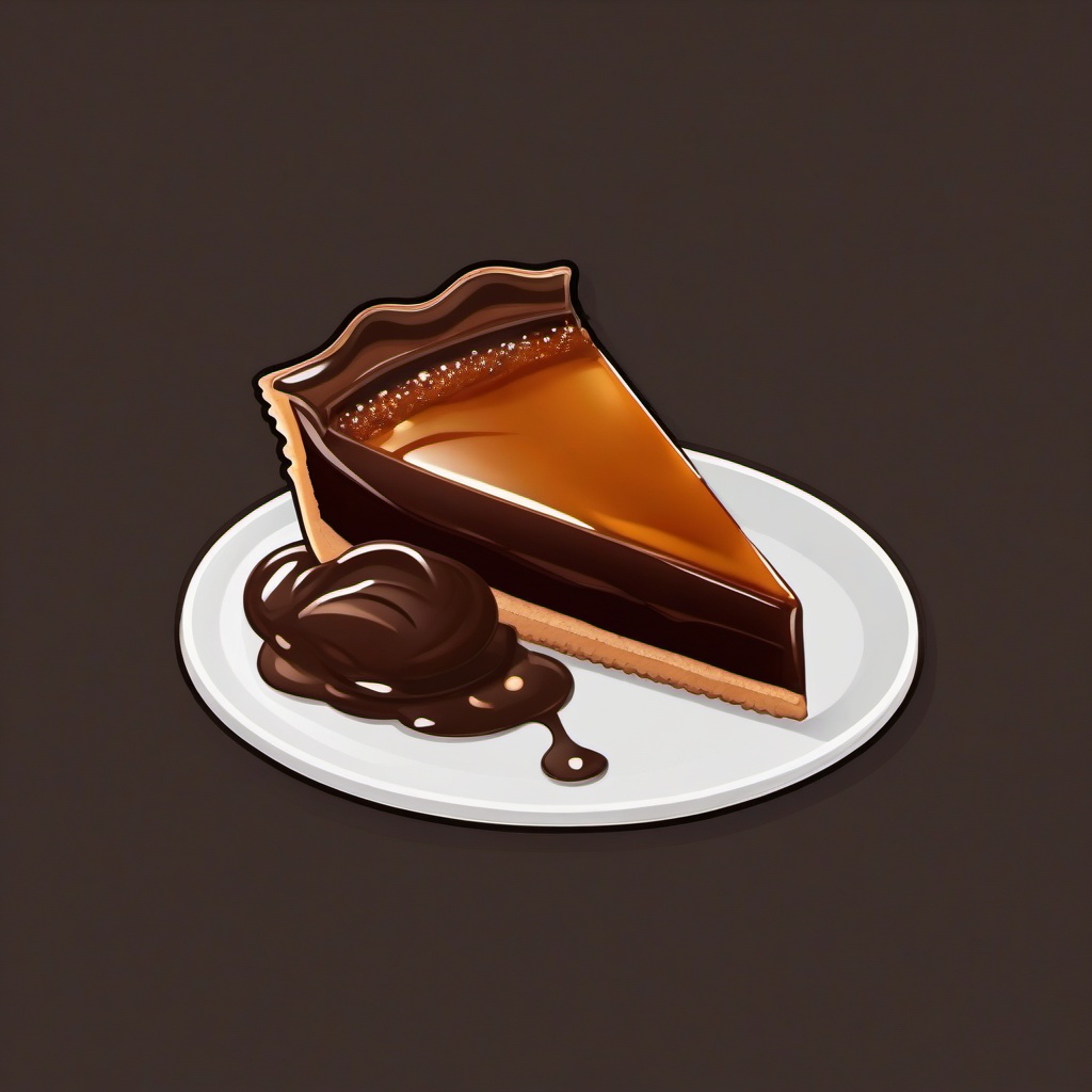 Salted Caramel Chocolate Tart sticker- A chocolate tart crust filled with silky caramel and topped with a layer of rich chocolate ganache. Finished with a sprinkle of flaky sea salt for the perfect balance of flavors., , color sticker vector art