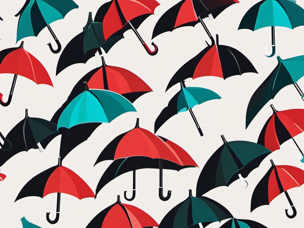 Umbrella Sticker - Classic umbrella design, ,vector color sticker art,minimal