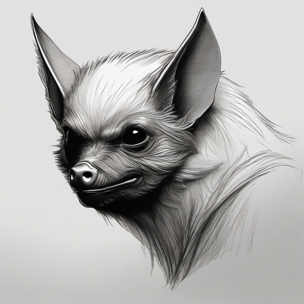 drawing of a silver-haired bat  minimal rough sketch scribbles,doodles,black and white