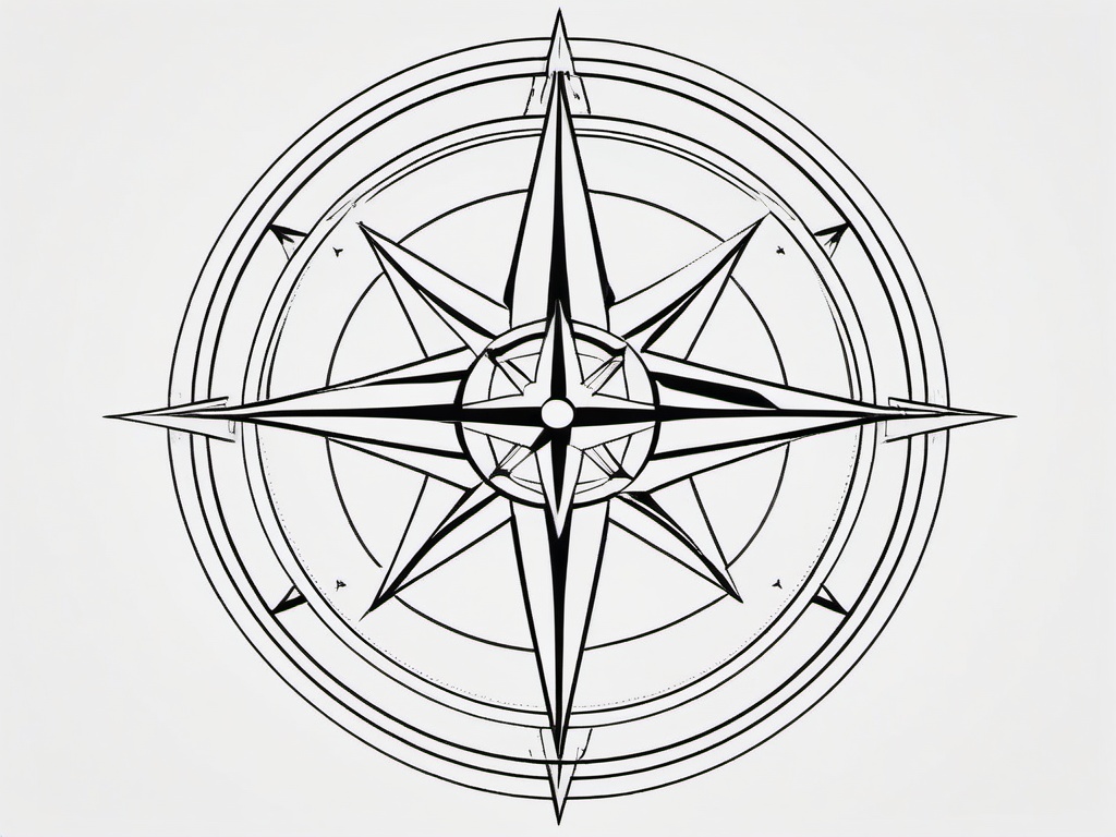 Compass Geometric Tattoo - Geometrically inspired compass design.  simple vector tattoo,minimalist,white background