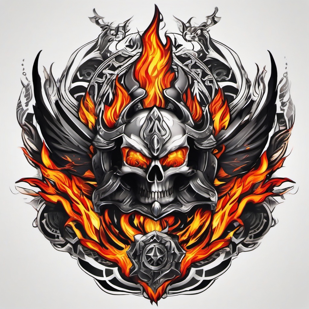 fireforce tattoo  simple color tattoo,white background