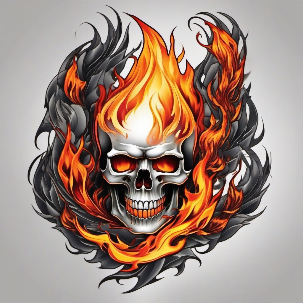 ghost flames tattoo  simple color tattoo,white background