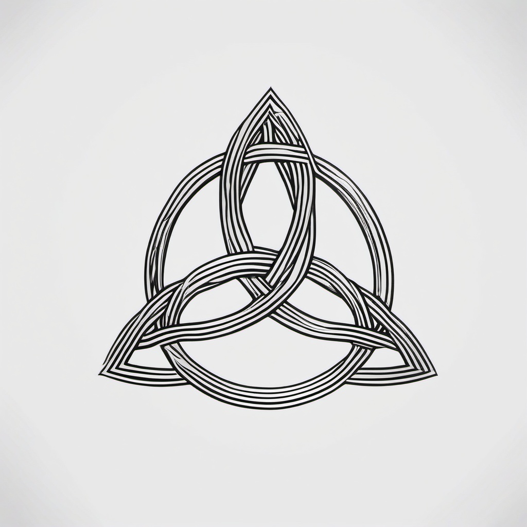 the trinity knot tattoo  simple color tattoo,minimal,white background