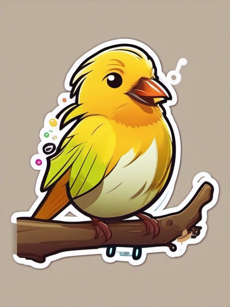 Canary cartoon - cheerful bird with a bright song  cartoon sticker style