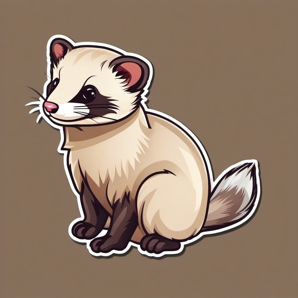 Ferret cartoon - small, clever animal often kept for pest control  cartoon sticker style