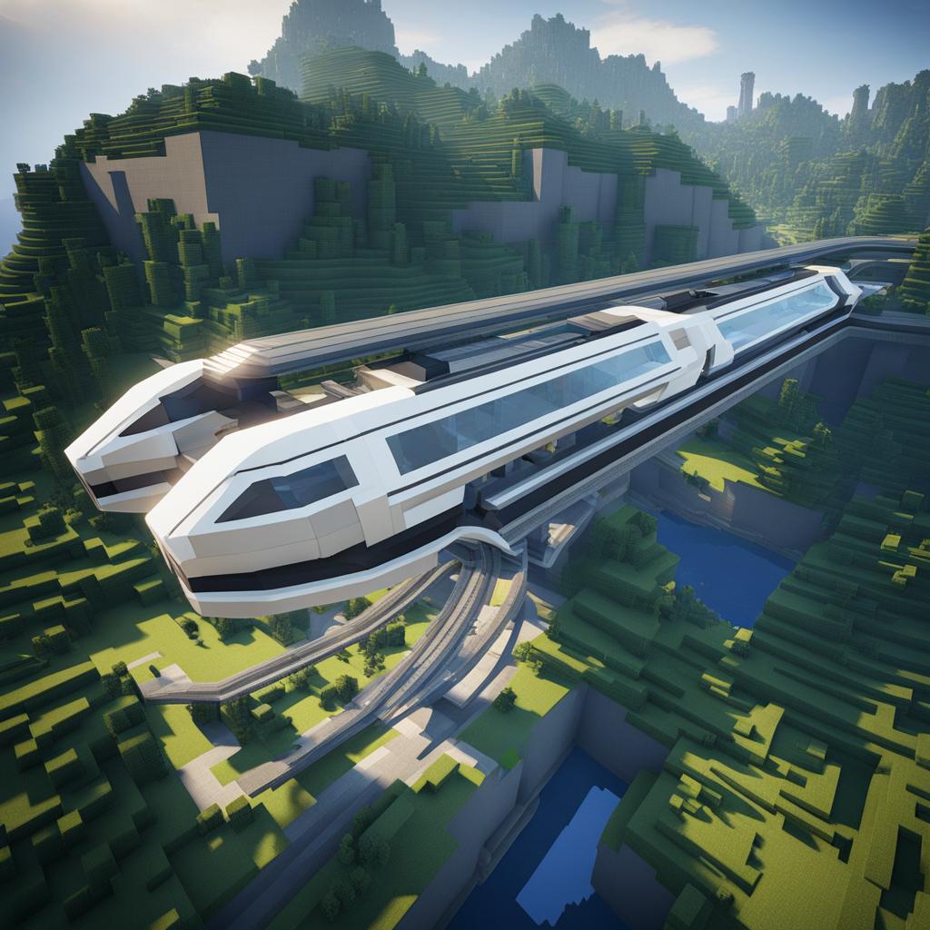 high-speed monorail station connecting futuristic cities - minecraft house design ideas 