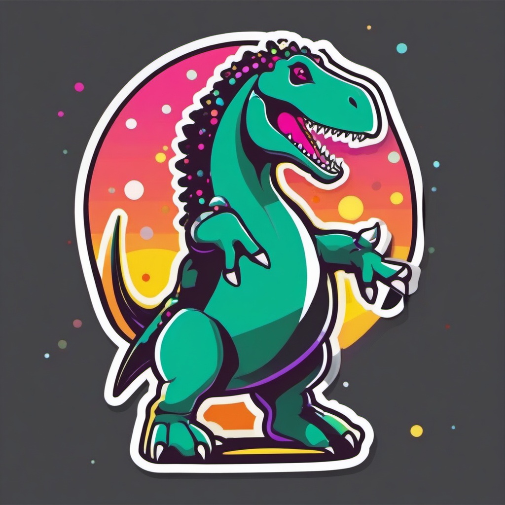 Disco Dinosaur sticker- Prehistoric Dance Party, , sticker vector art, minimalist design