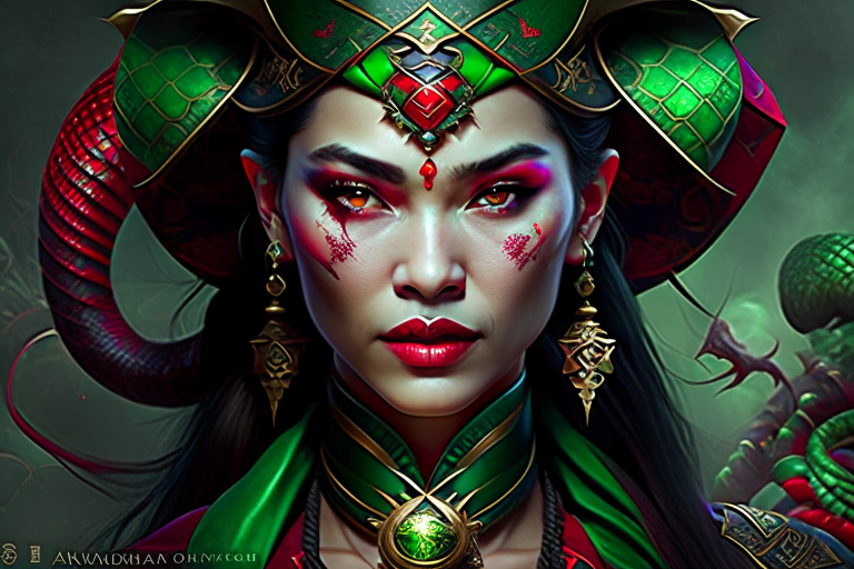 yuan-ti pureblood warlock, striking bargains with ancient serpentine entities. 