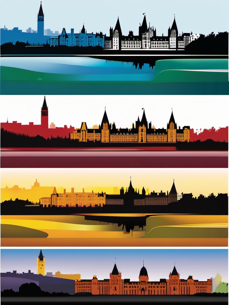 Ottawa clipart - Parliament Hill and Ottawa River, ,color clipart vector style