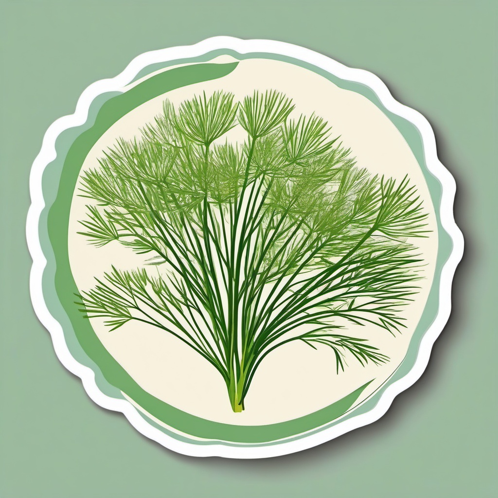 Dill Sticker - Complement your recipes with the feathery and fragrant fronds of dill, a classic herb in many cuisines, , sticker vector art, minimalist design